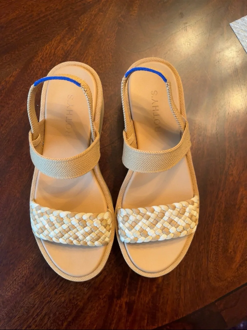 Rothy's Braided Platform Sandals in Tan